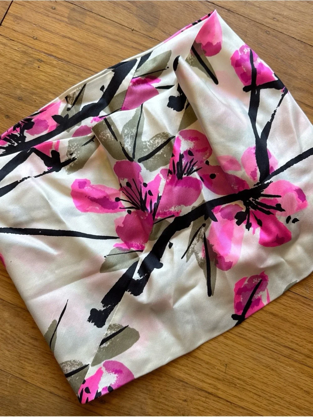 Pink Floral Silk Scarf